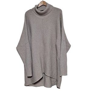 Cyrus Sweater Woman Large Beige Ribbed Turtleneck Lagenlook Oversized Tunic Top